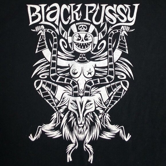 RARE Vintage Black Pu$$y Psychedelic Stoner Rock T-Shirt - Picture 1 of 6